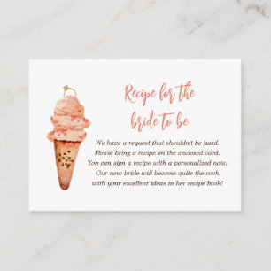 Ice cream Bridal shower Bring a recipe Enclosure Card