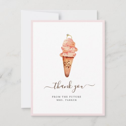 Ice cream Bridal shower Flat Thank You Card