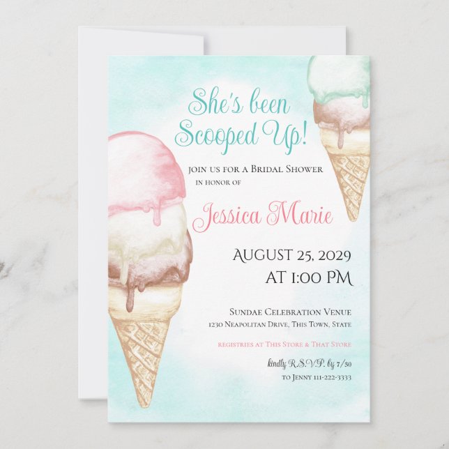 Ice Cream Bridal Shower Invitation (Front)