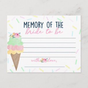 Ice Cream Bridal Shower Memory of the Bride Cards