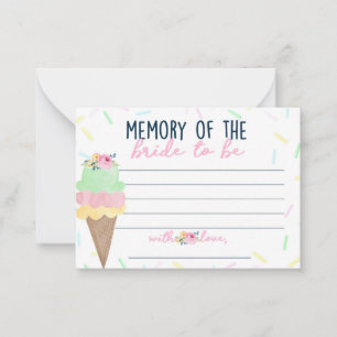 Ice Cream Bridal Shower Memory of the Bride Cards
