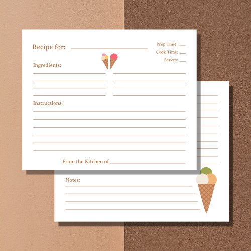 Ice Cream Bridal Shower Recipe Card