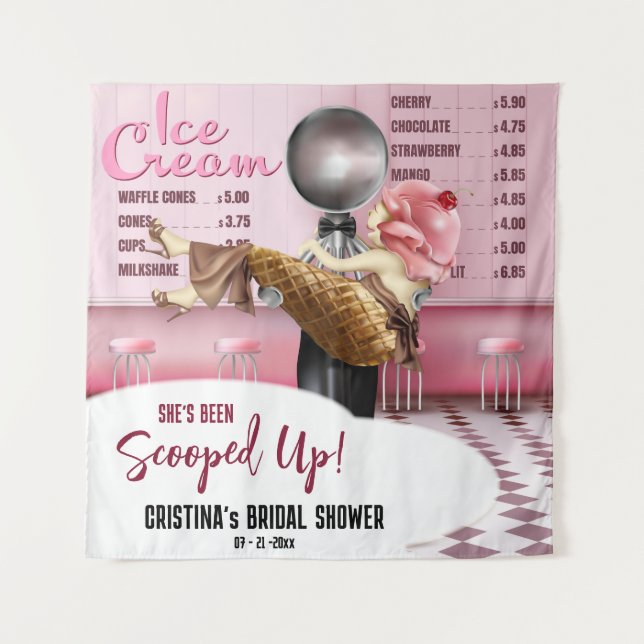 Ice cream Bridal Shower Scooped Up Backdrop (Front)