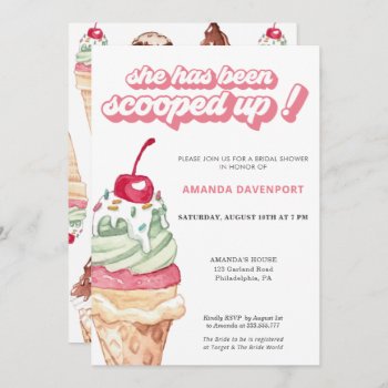 Ice Cream Bridal Shower Scooped Up Invitation by DesignbyRedline at Zazzle