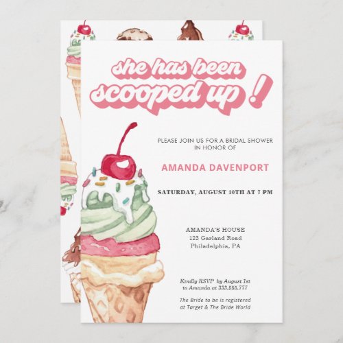 Ice Cream Bridal Shower scooped up Invitation