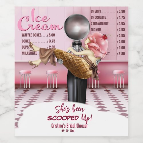 Ice cream Bridal Shower Scooped Up Wine Label