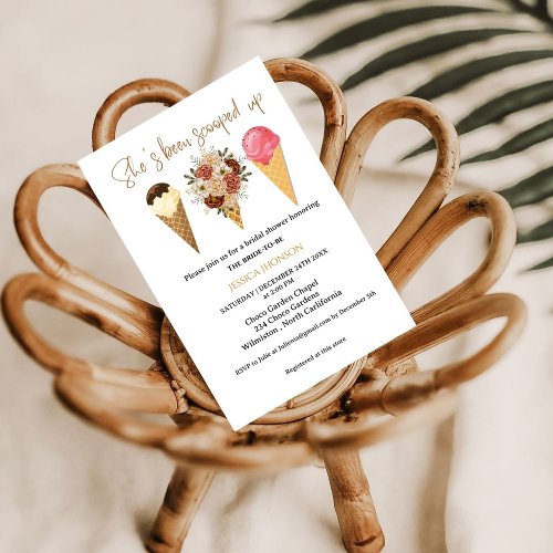 Ice cream bridal shower shes been scooped up  invitation