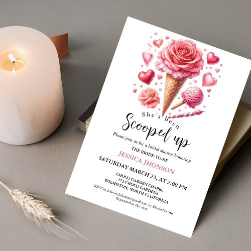 Ice cream bridal shower shes been scooped up  invitation