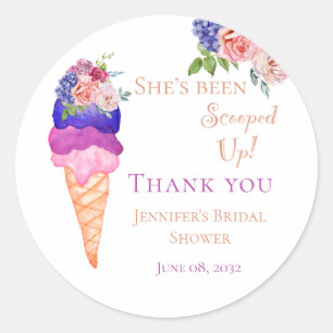 Ice Cream Bridal Shower She's Scooped Up Thank you Classic Round Sticker