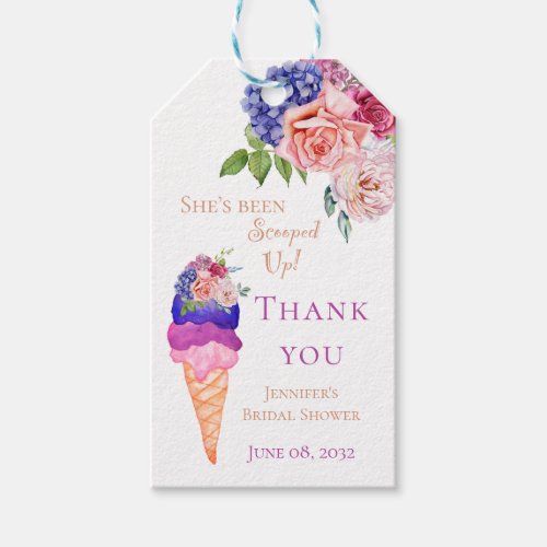 Ice Cream Bridal Shower Shes Scooped Up Thank you Gift Tags