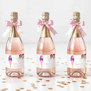 Ice Cream Bridal Shower She's Scooped Up Thank you Sparkling Wine Label
