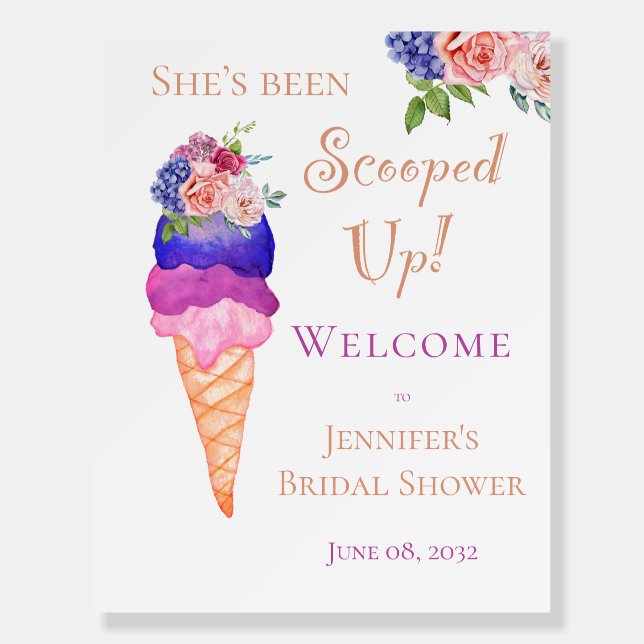 Ice Cream Bridal Shower She's Scooped Up Welcome Foam Board (Front)