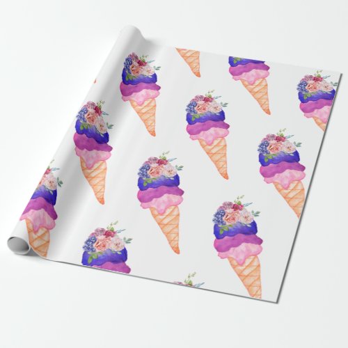 Ice Cream Bridal Shower Shes Scooped Waffle Cone Wrapping Paper