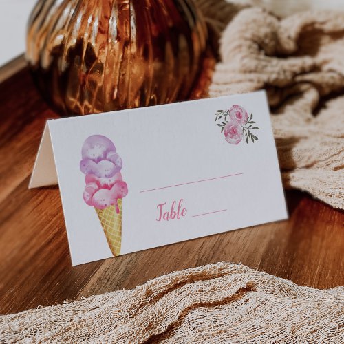 Ice Cream Bridal Shower Table Number Place Card