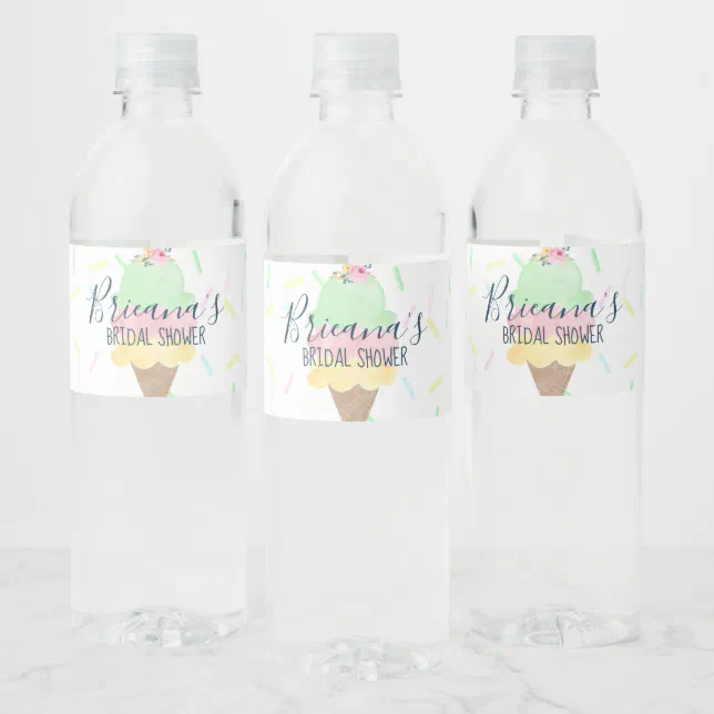 Ice Cream Bridal Shower Water Bottle Label | Zazzle