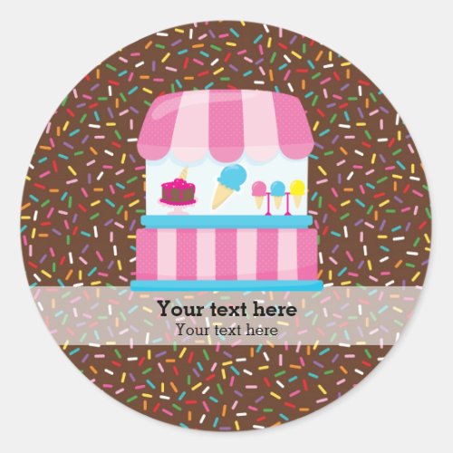 Ice cream business classic round sticker