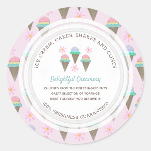Ice Cream Business Custom Classic Round Sticker