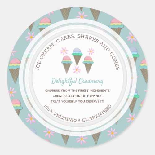 Ice Cream Business Custom Classic Round Sticker