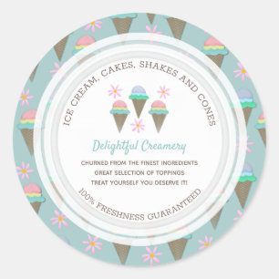 Ice Cream Business Custom Classic Round Sticker