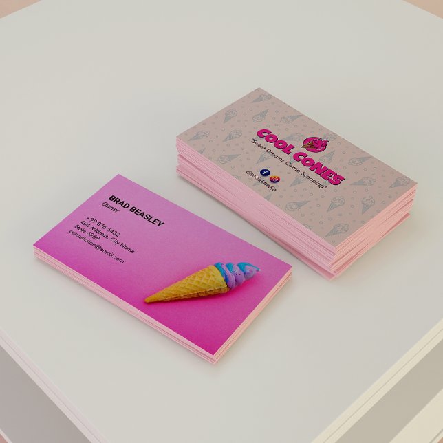 Ice Cream Business | Minimalist Pink  Card (Creator Uploaded)