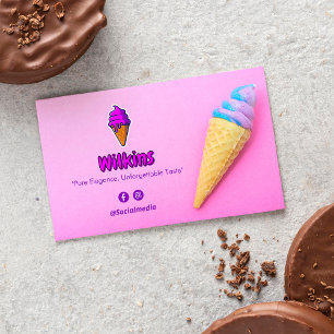 Ice Cream Business Pink Cute Barcode Card
