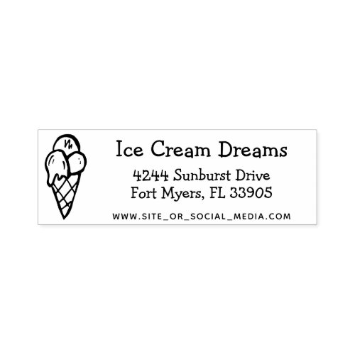 Ice Cream Business Return Address Pre Inked Stamp