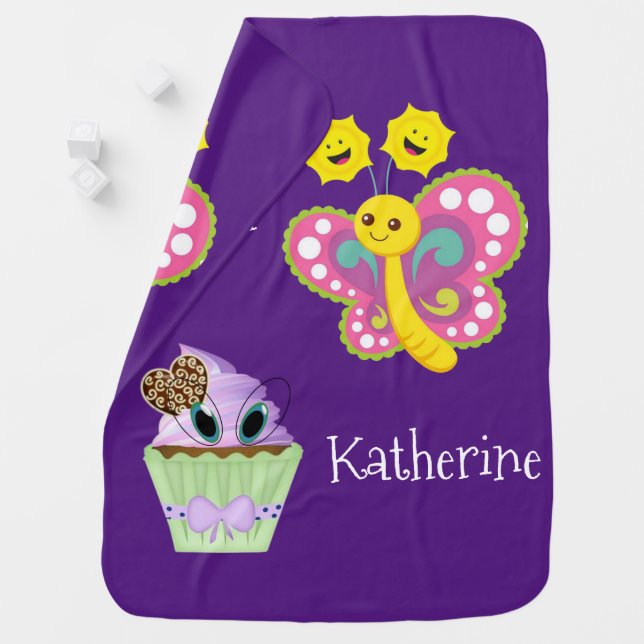Ice Cream Butterfly Big Sister Baby Blanket (In Situ)