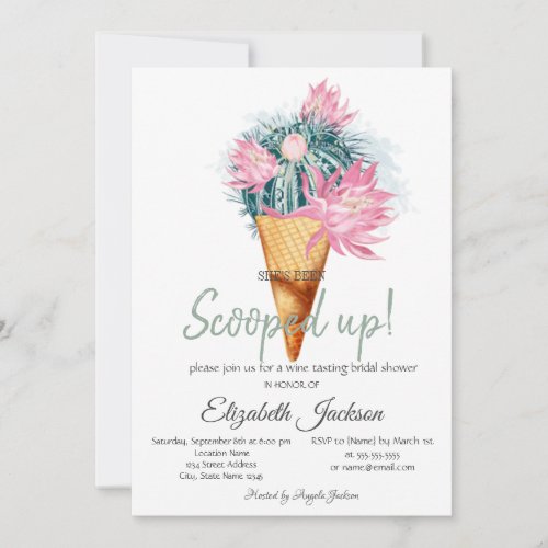 Ice Cream Cactus Flowers Bridal Shower  Invitation