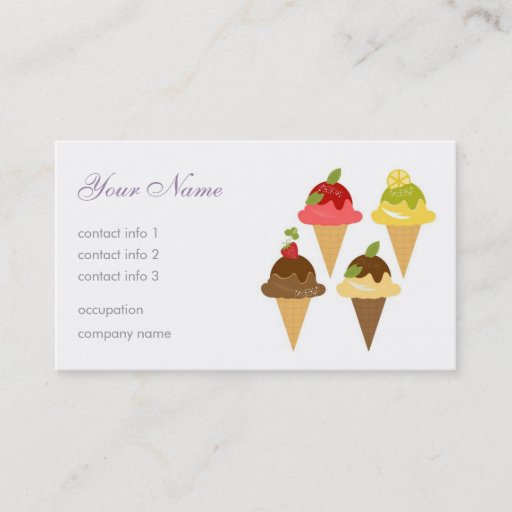 Customizable Ice-Cream Cafe Business Card Templates
