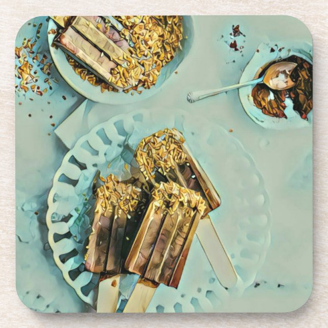 Ice cream cake beverage coaster (Front)