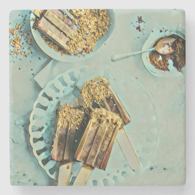 Ice cream cake stone coaster (Front)