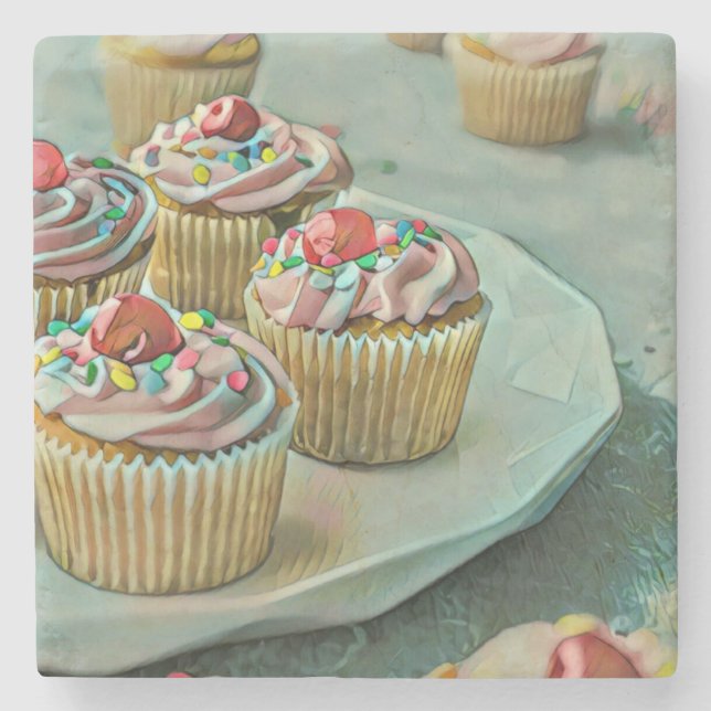 Ice cream cake stone coaster (Front)