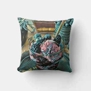 Ice cream cake with berry throw pillow