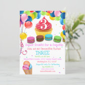 Ice cream candy land sweetie birthday party invitation (Standing Front)