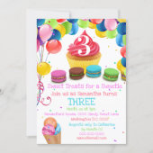 Ice cream candy land sweetie birthday party invitation (Front)