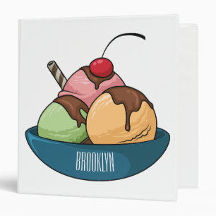 Ice cream cartoon illustration 3 ring binder