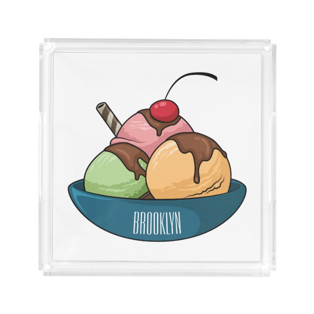 Ice cream cartoon illustration  acrylic tray (Front)