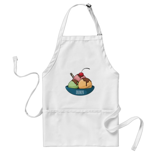 Ice cream cartoon illustration  adult apron (Front)