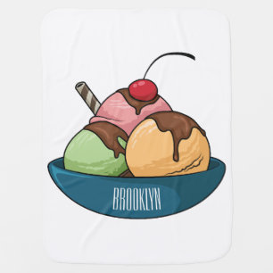 Ice cream cartoon illustration baby blanket