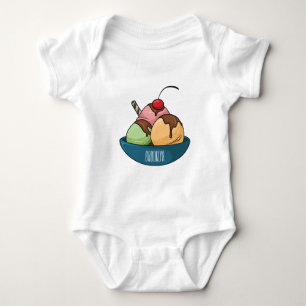 Ice cream cartoon illustration  baby bodysuit