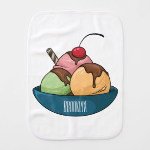 Ice cream cartoon illustration baby burp cloth