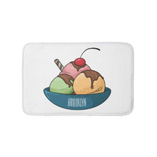 Ice cream cartoon illustration bath mat