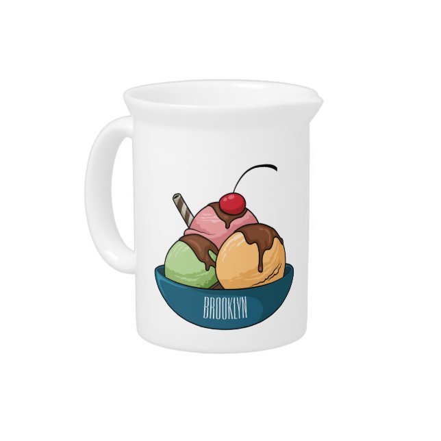 Ice cream cartoon illustration  beverage pitcher (Left)