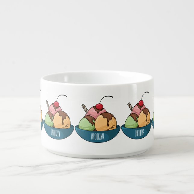 Ice cream cartoon illustration  bowl (Center)