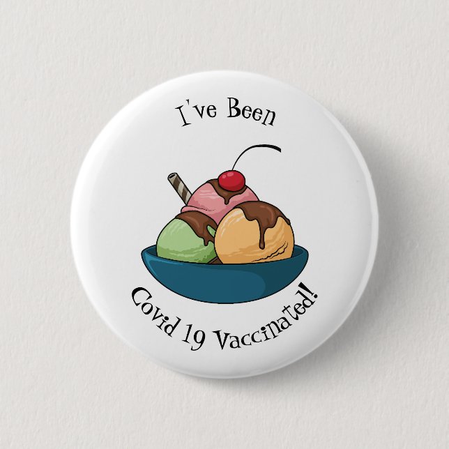 Ice cream cartoon illustration button (Front)