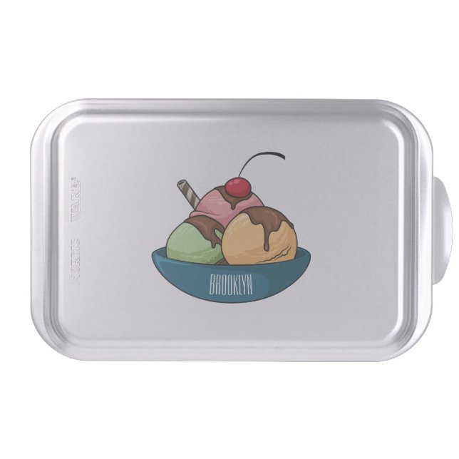 Ice cream cartoon illustration  cake pan (Front)