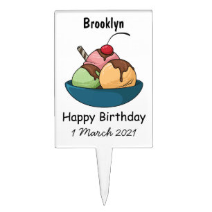 Ice cream cartoon illustration cake topper