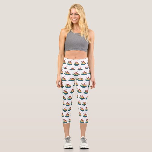 Ice cream cartoon illustration  capri leggings