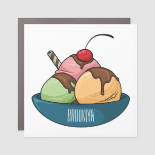 Ice cream cartoon illustration car magnet