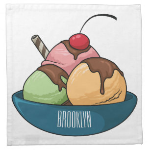 Ice cream cartoon illustration cloth napkin